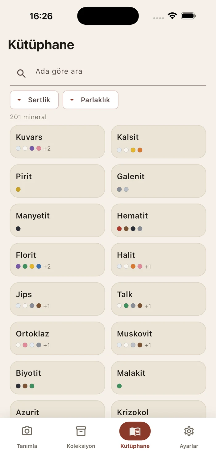 Mineral kütüphanesi: 201 mineralin tamamı renkleriyle